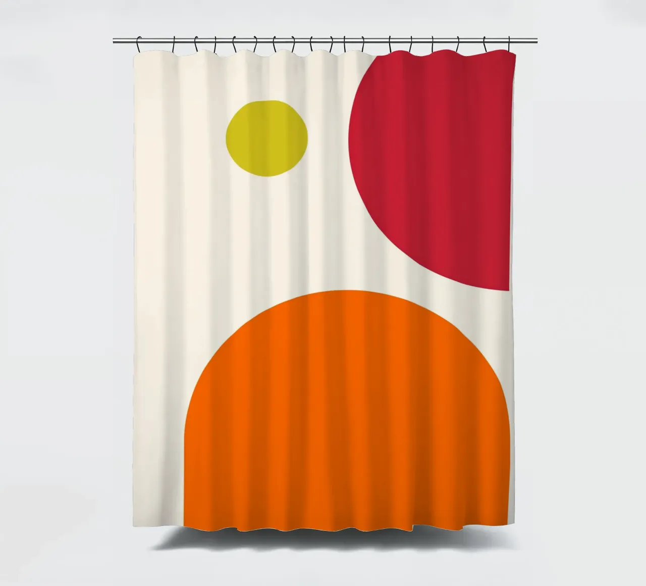 Bauhaus-Inspired Geometric Art Print – Orange, Red & Green shower curtain by PrintCessStudio
