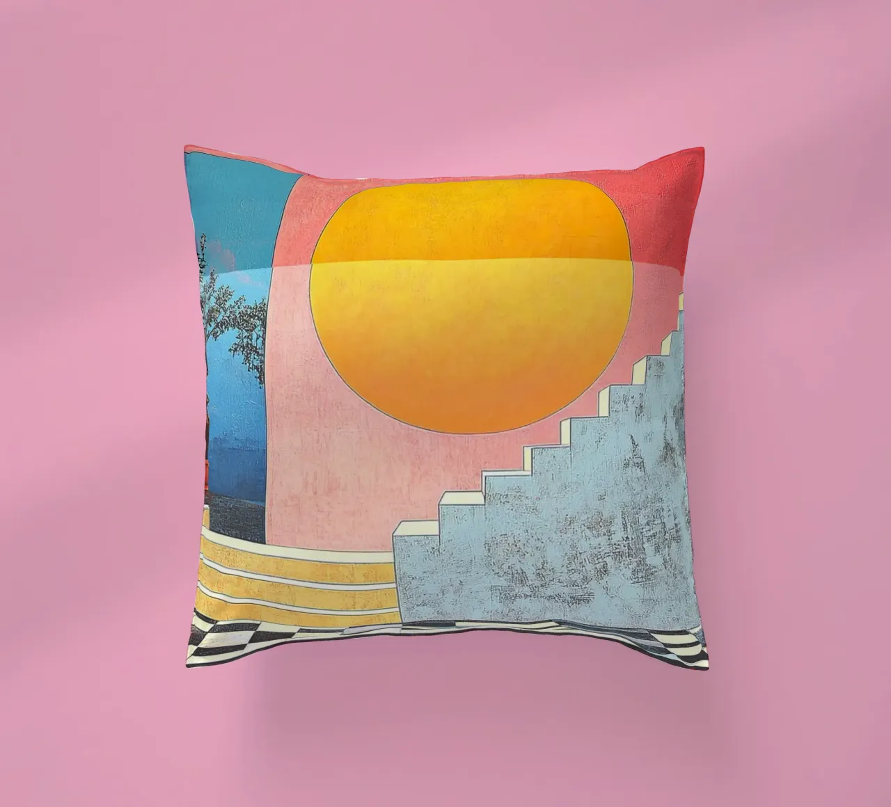 Surrealism Architecture Design Geometry decorative cushion by Nikis Art Studio