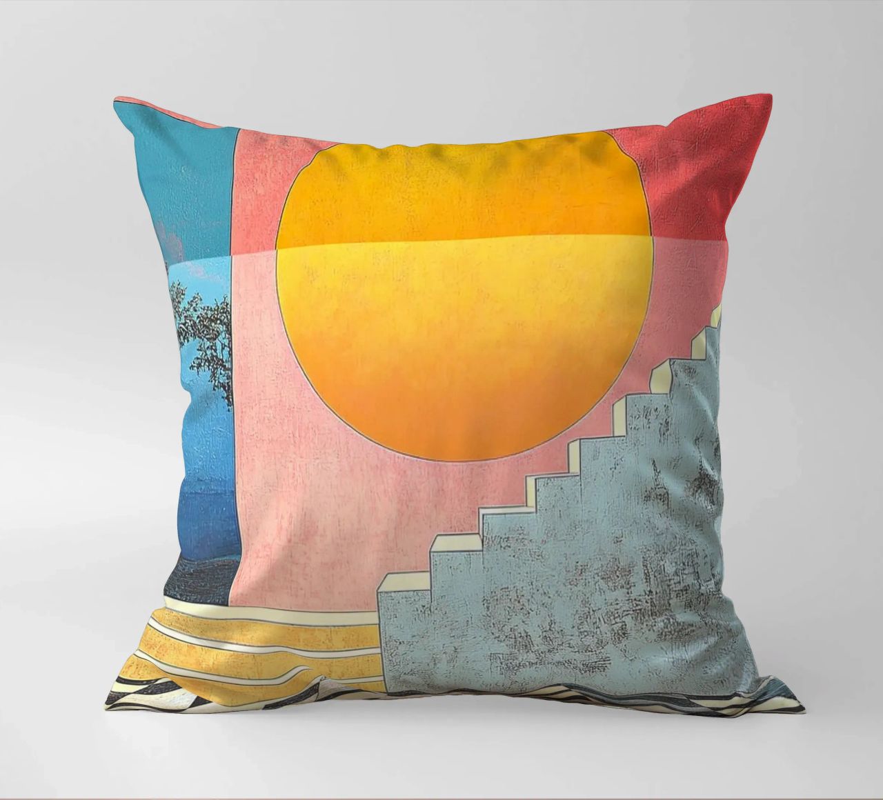 Surrealism Architecture Design Geometry decorative cushion by Nikis Art Studio