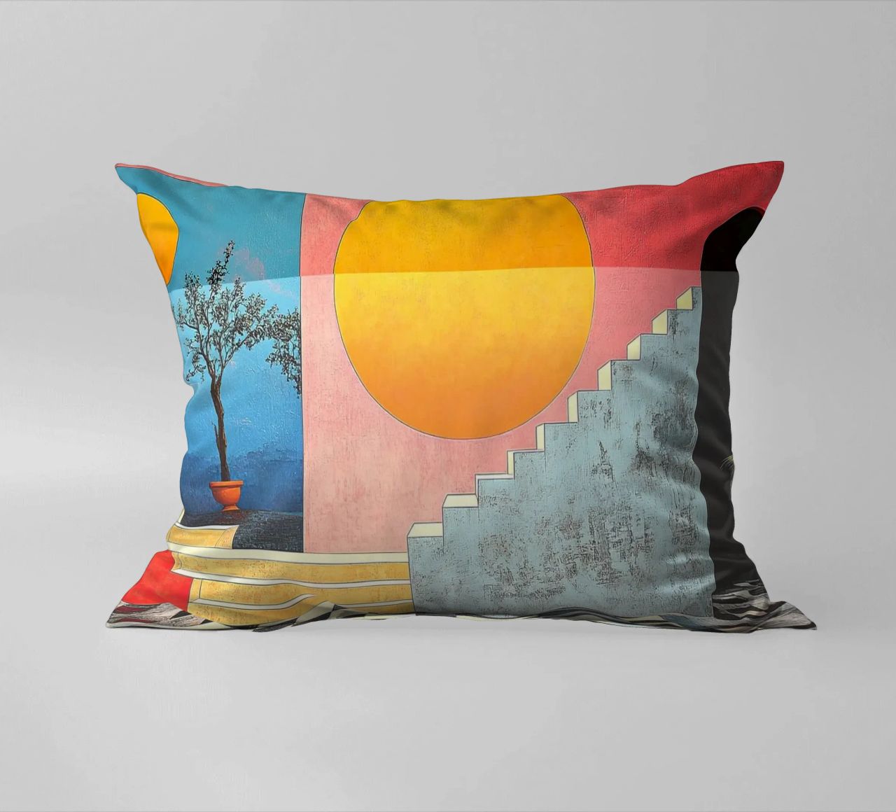 Surrealism Architecture Design Geometry decorative cushion by Nikis Art Studio