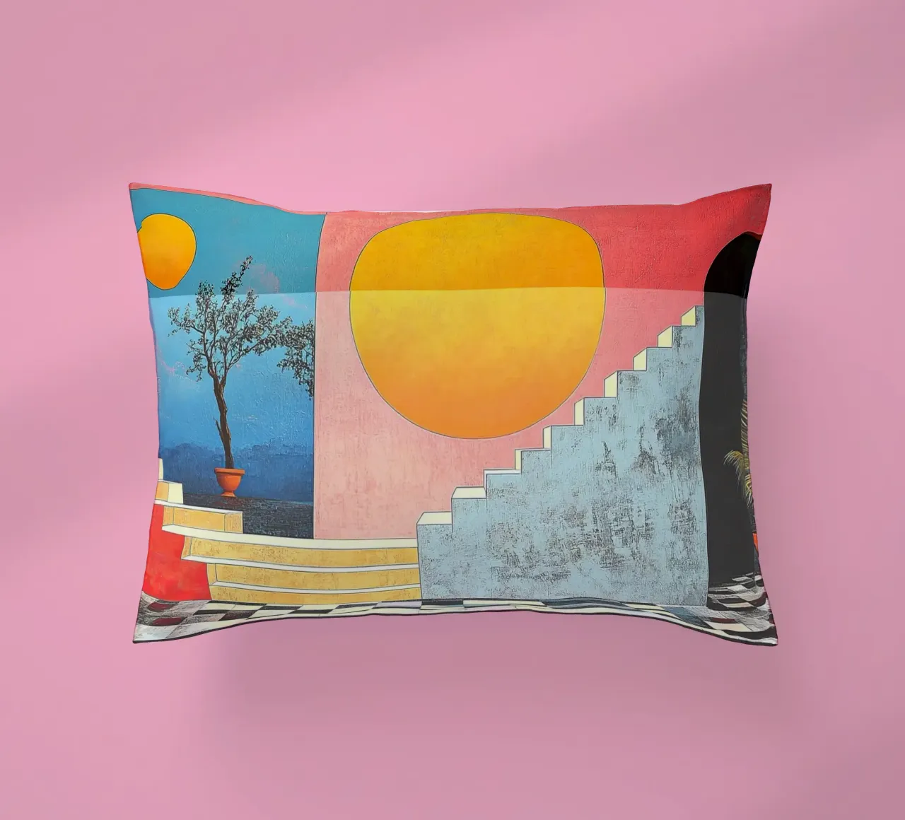 Surrealism Architecture Design Geometry decorative cushion by Nikis Art Studio