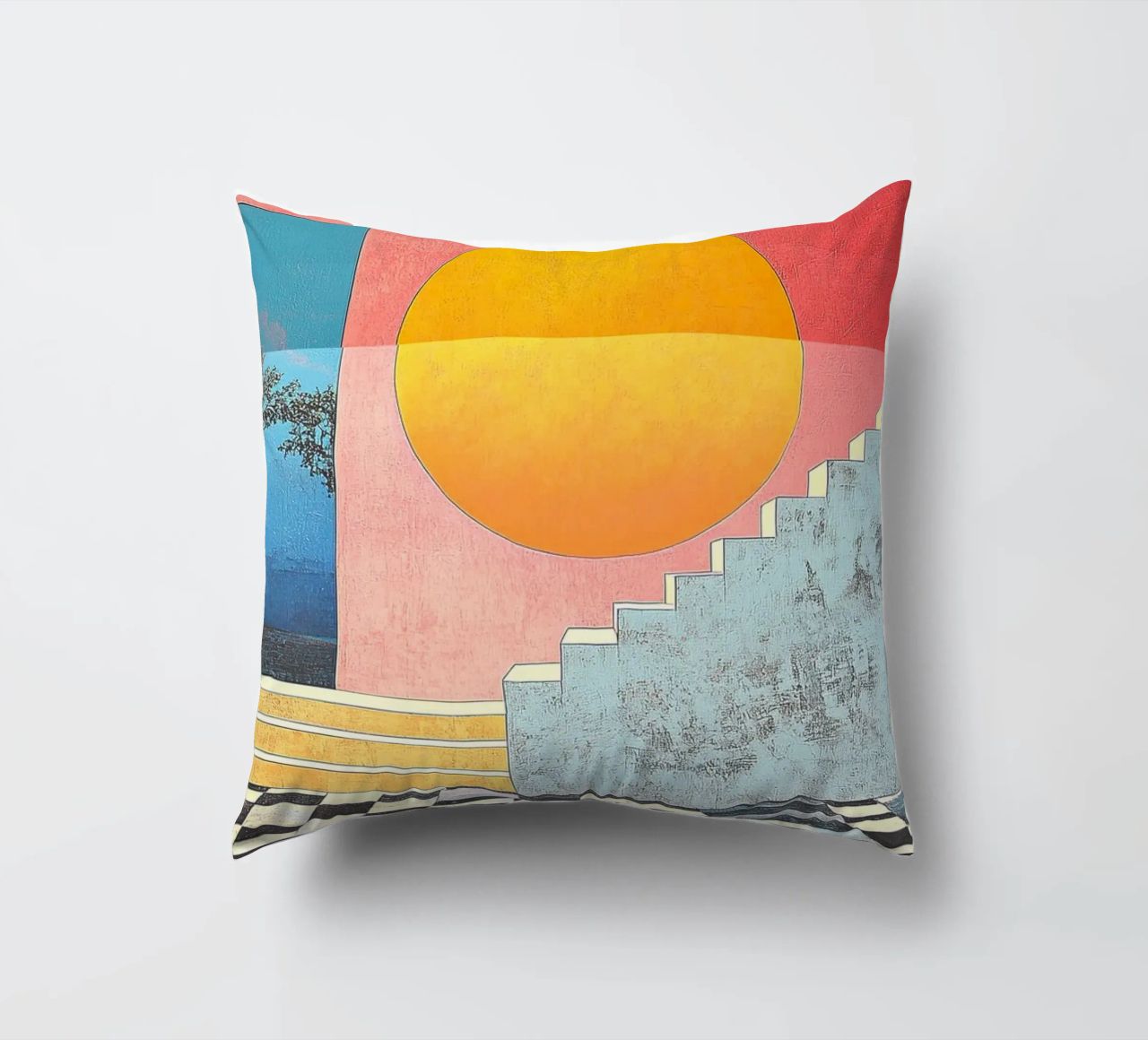 Surrealism Architecture Design Geometry decorative cushion by Nikis Art Studio