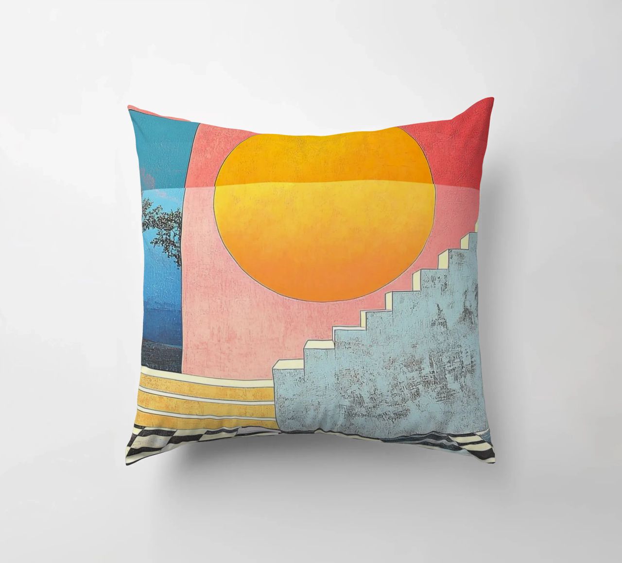 Surrealism Architecture Design Geometry decorative cushion by Nikis Art Studio