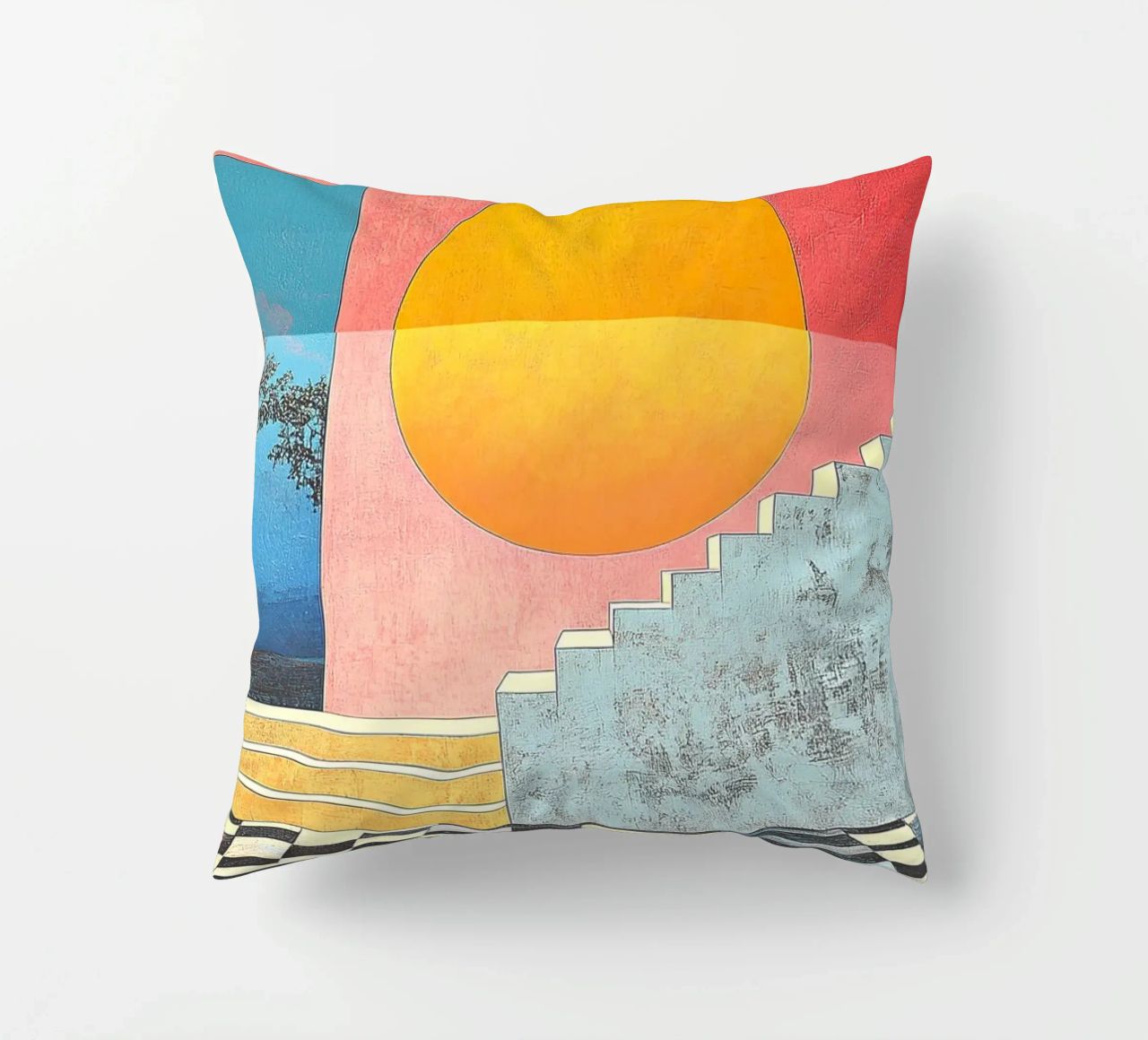 Surrealism Architecture Design Geometry decorative cushion by Nikis Art Studio