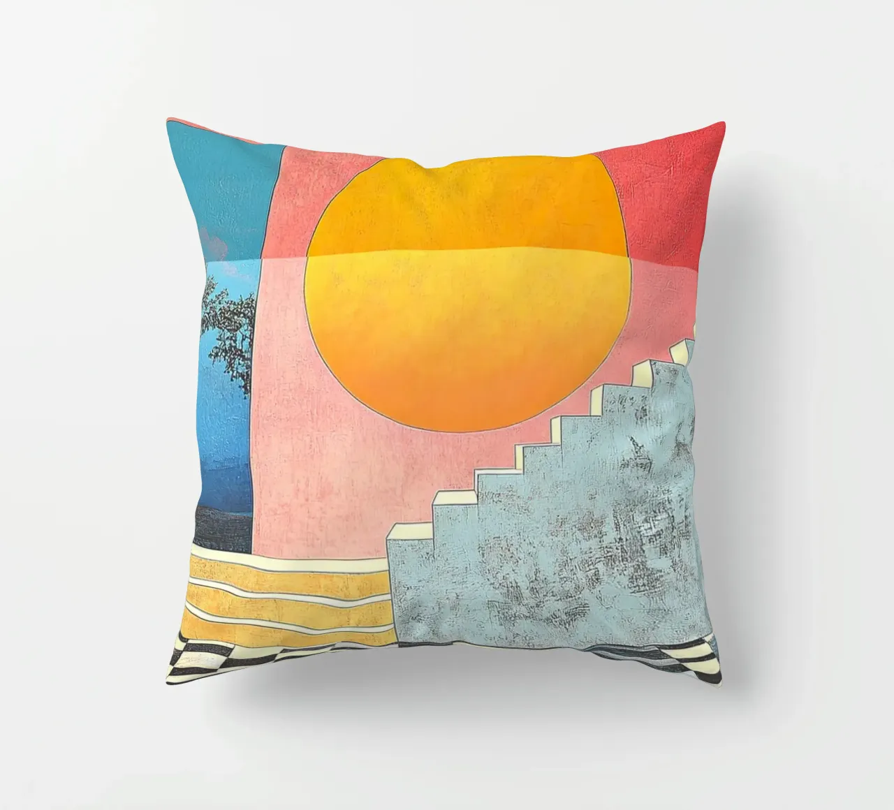 Surrealism Architecture Design Geometry decorative cushion by Nikis Art Studio