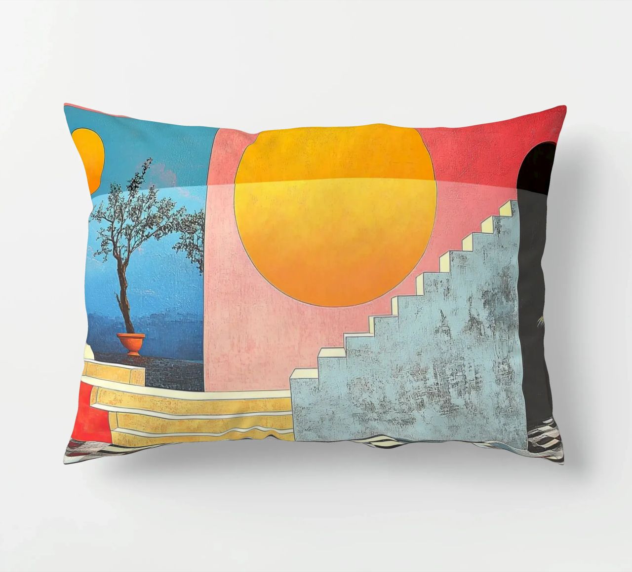 Surrealism Architecture Design Geometry decorative cushion by Nikis Art Studio