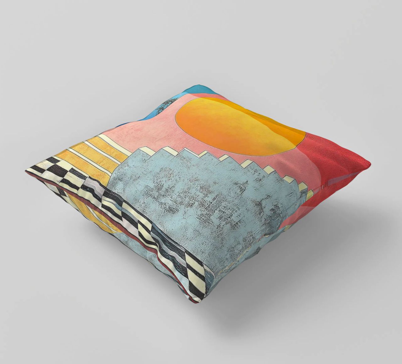 Surrealism Architecture Design Geometry decorative cushion by Nikis Art Studio