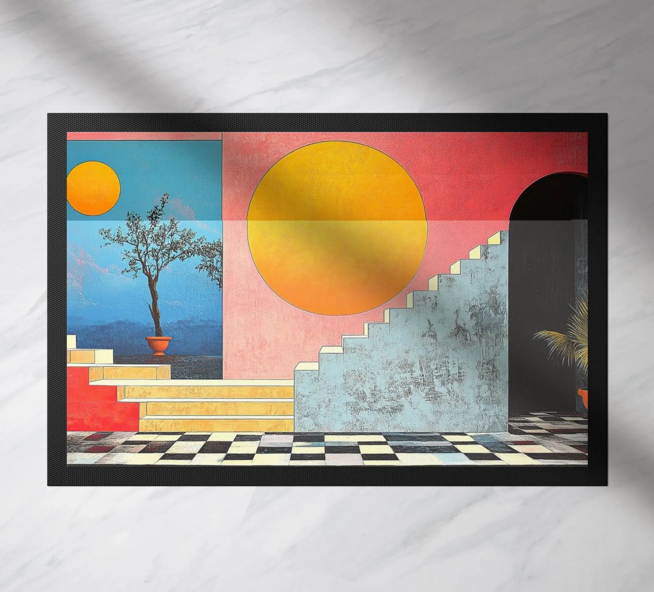 Surrealism Architecture Design Geometry doormat by Nikis Art Studio