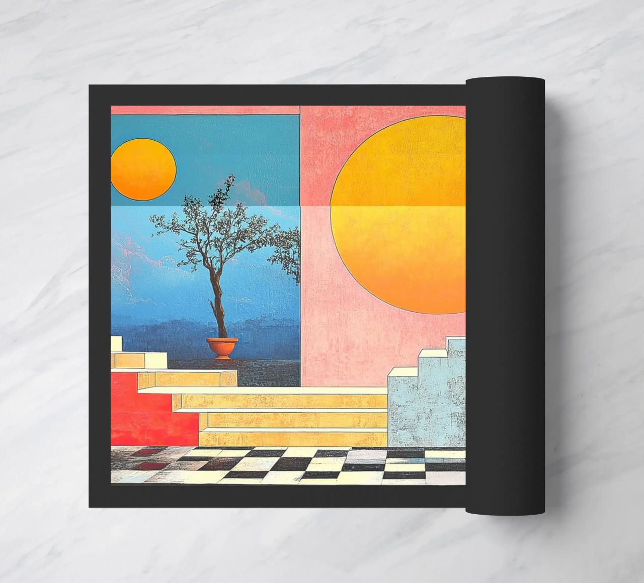 Surrealism Architecture Design Geometry doormat by Nikis Art Studio