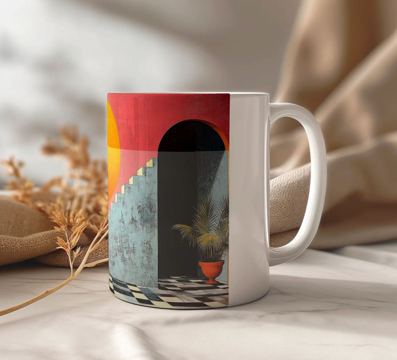 Surrealism Architecture Design Geometry ceramic mug by Nikis Art Studio