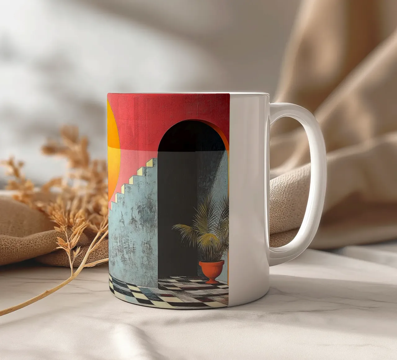 Surrealismo Architettura Design Geometria tazza in ceramica da Nikis Art Studio