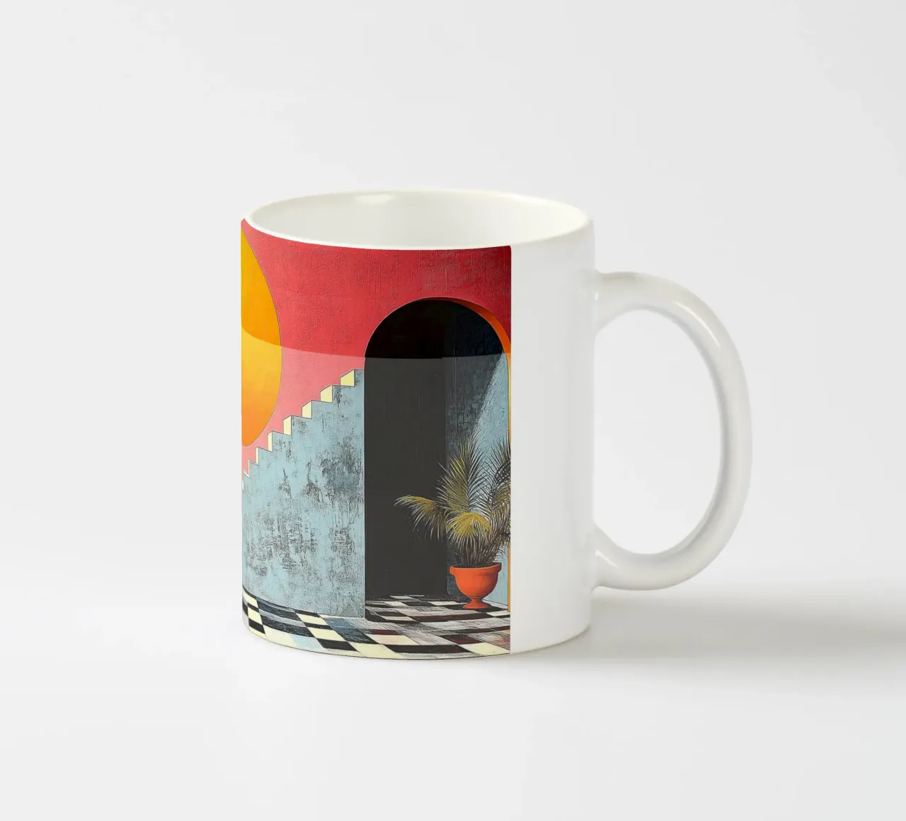 Surrealismus Architektur Design Geometrie Keramik Tasse von Nikis Art Studio