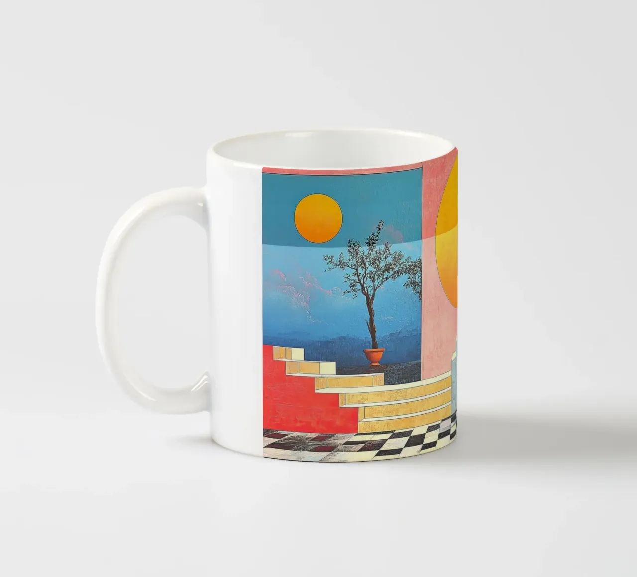Surrealismus Architektur Design Geometrie Keramik Tasse von Nikis Art Studio