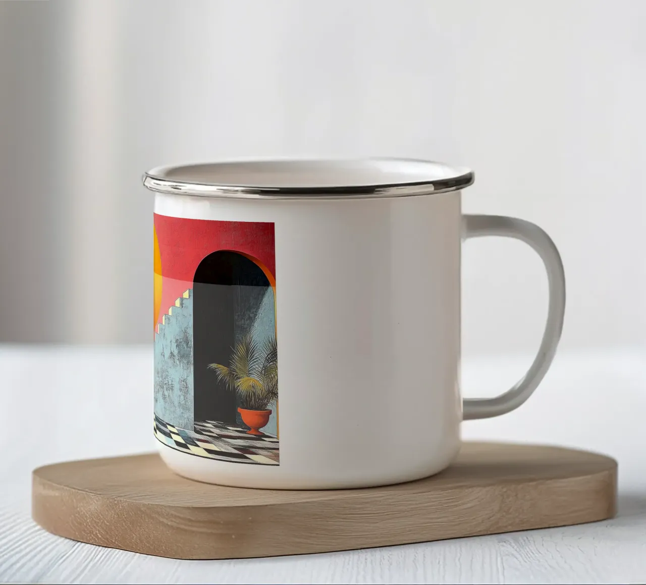 Surrealismo Architettura Design Geometria tazza in smalto da Nikis Art Studio