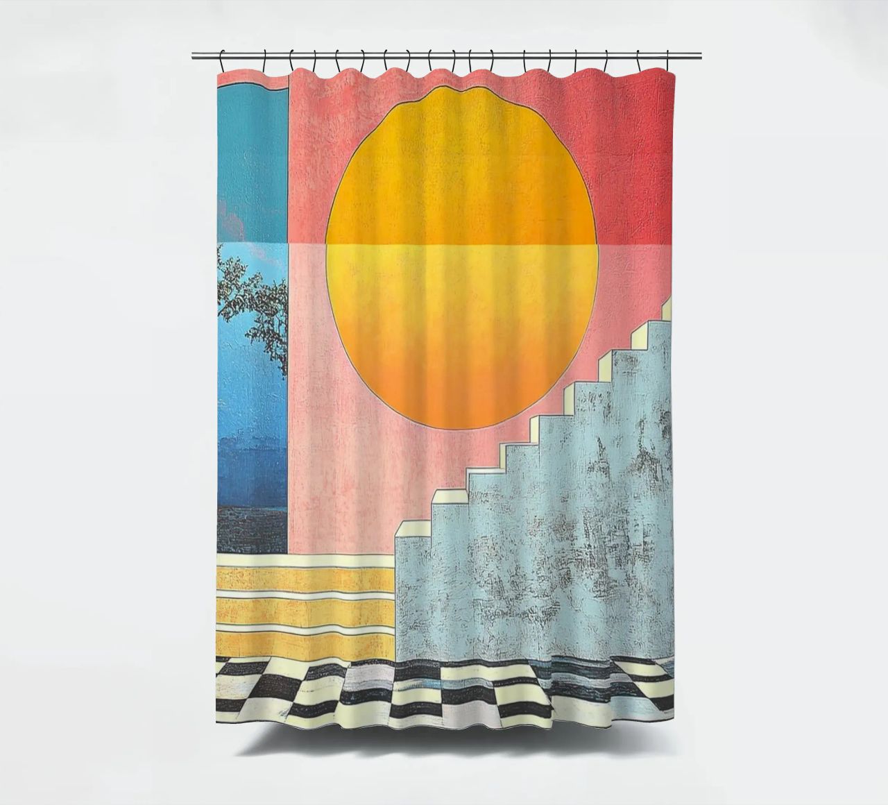 Surrealism Architecture Design Geometry shower curtain by Nikis Art Studio