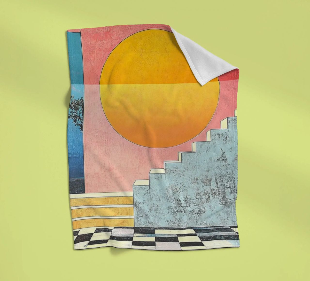 Surrealism Architecture Design Geometry fleece blanket by Nikis Art Studio