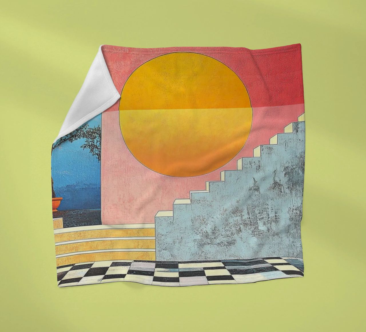 Surrealism Architecture Design Geometry fleece blanket by Nikis Art Studio