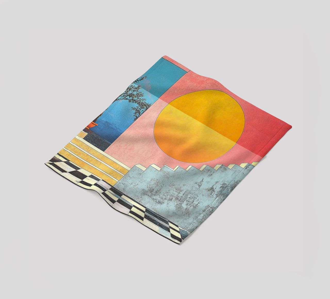 Surrealism Architecture Design Geometry fleece blanket by Nikis Art Studio
