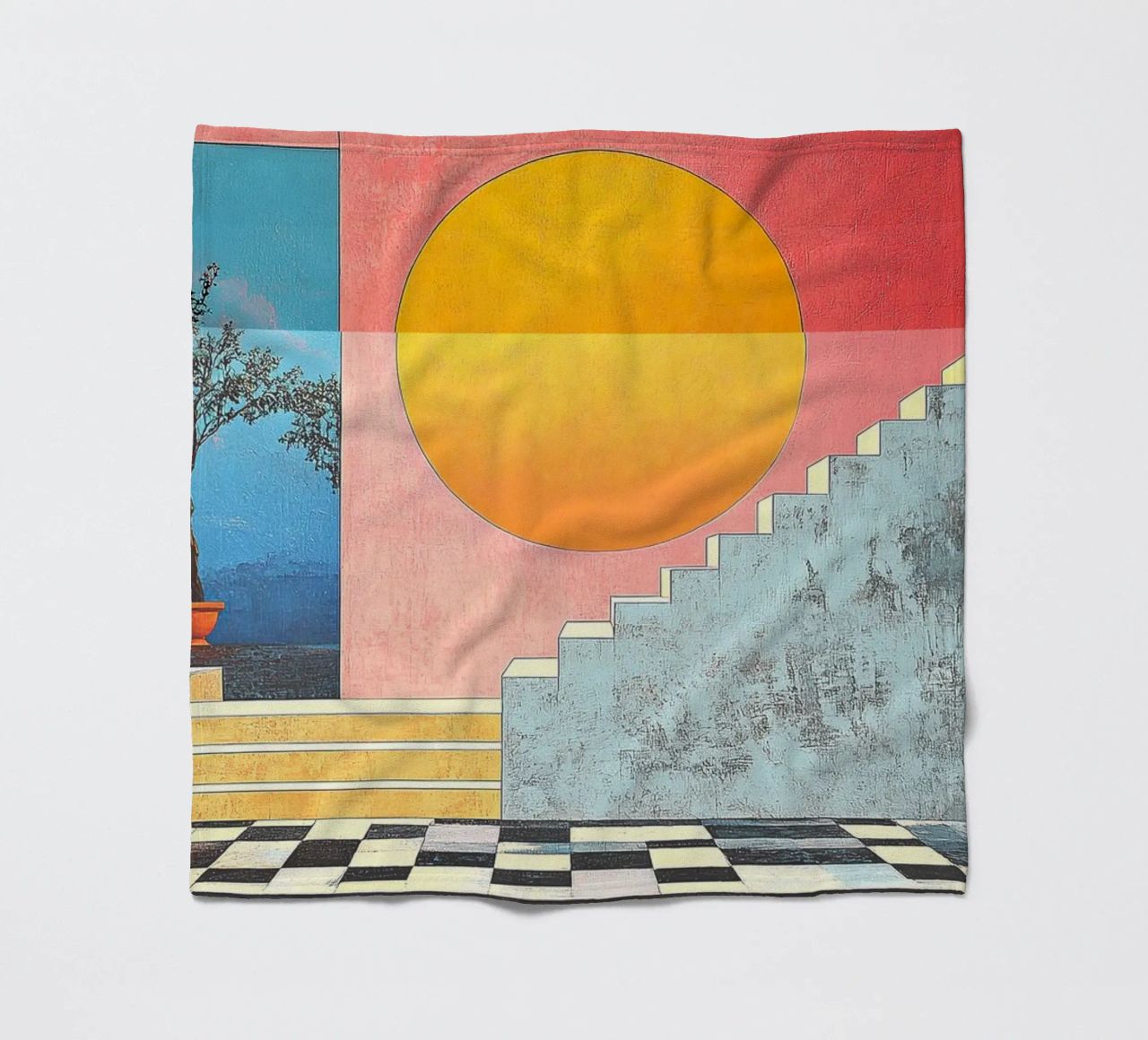 Surrealism Architecture Design Geometry fleece blanket by Nikis Art Studio