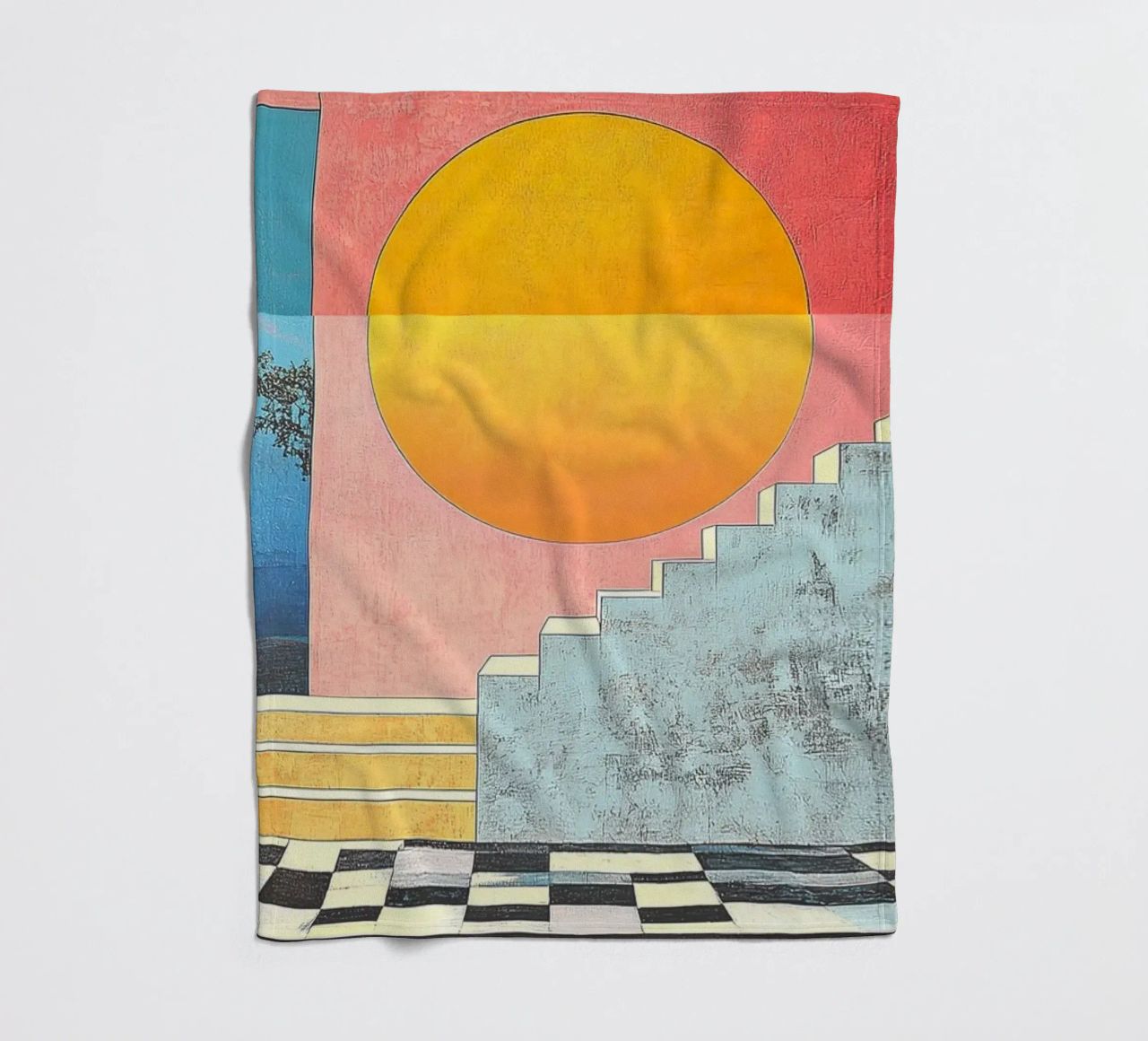 Surrealism Architecture Design Geometry fleece blanket by Nikis Art Studio