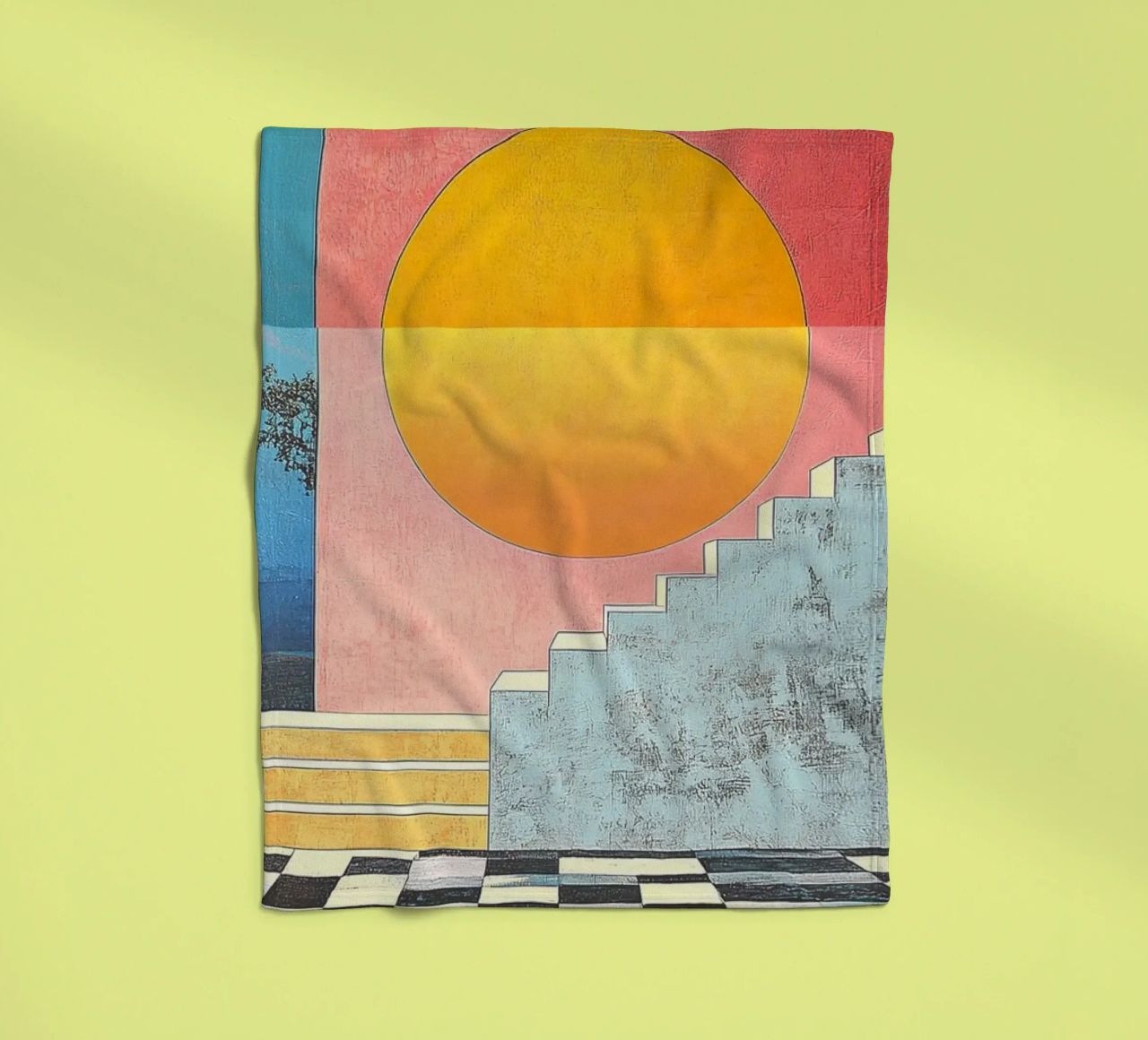 Surrealism Architecture Design Geometry fleece blanket by Nikis Art Studio