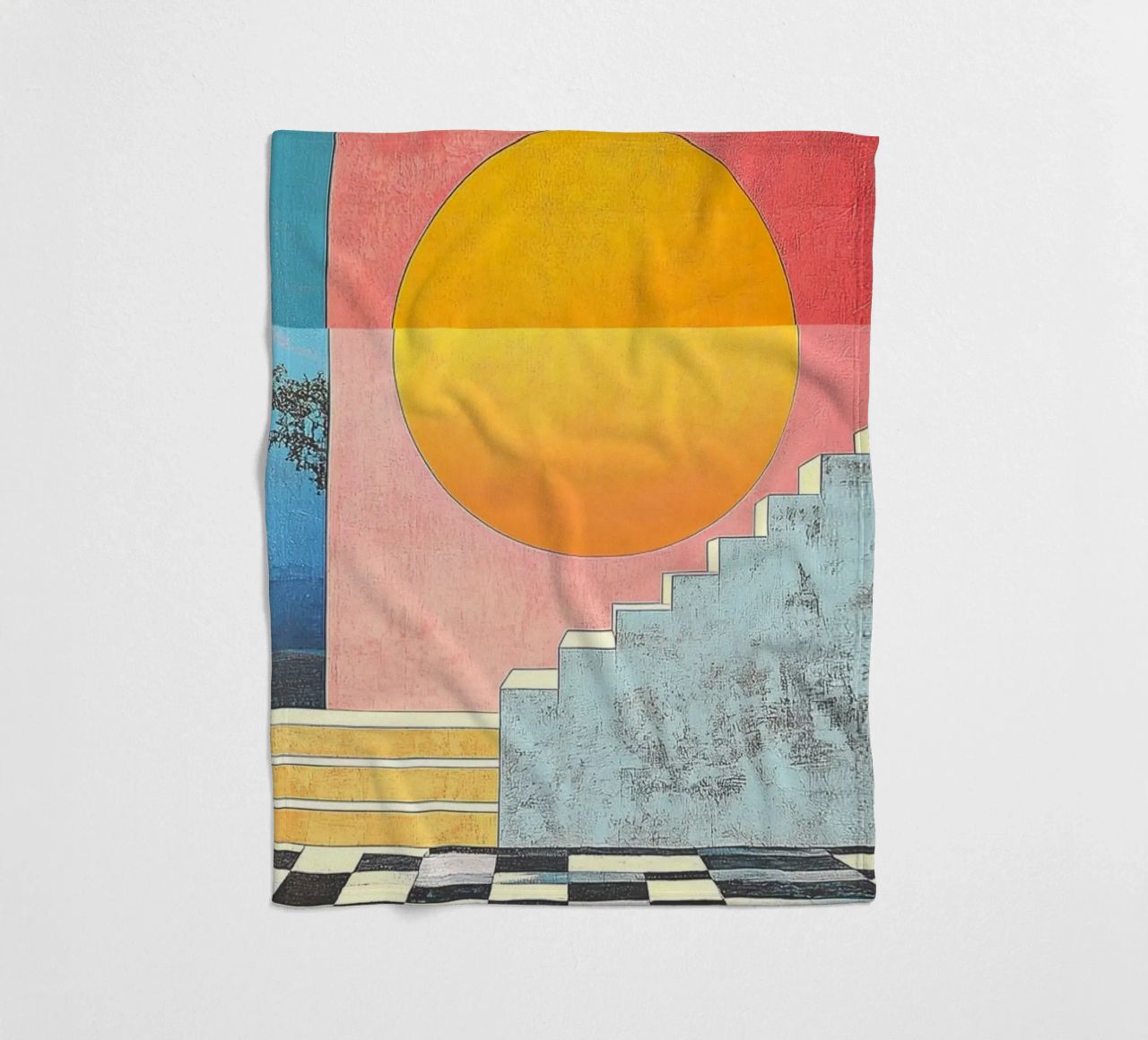 Surrealism Architecture Design Geometry fleece blanket by Nikis Art Studio