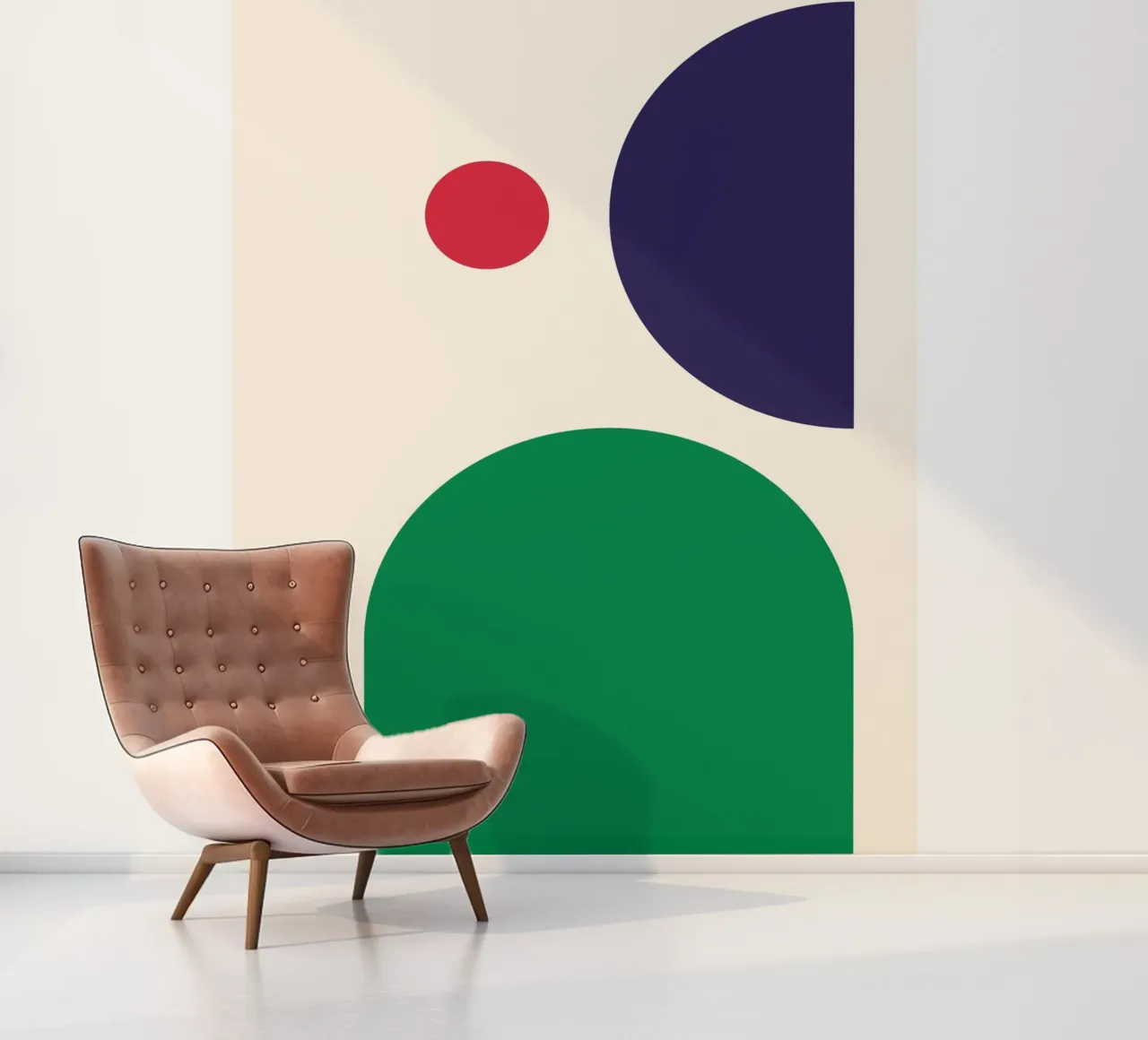 Dynamic Bauhaus Geometric Art Print – Bold Blue, Red & Green papier peint photo de PrintCessStudio
