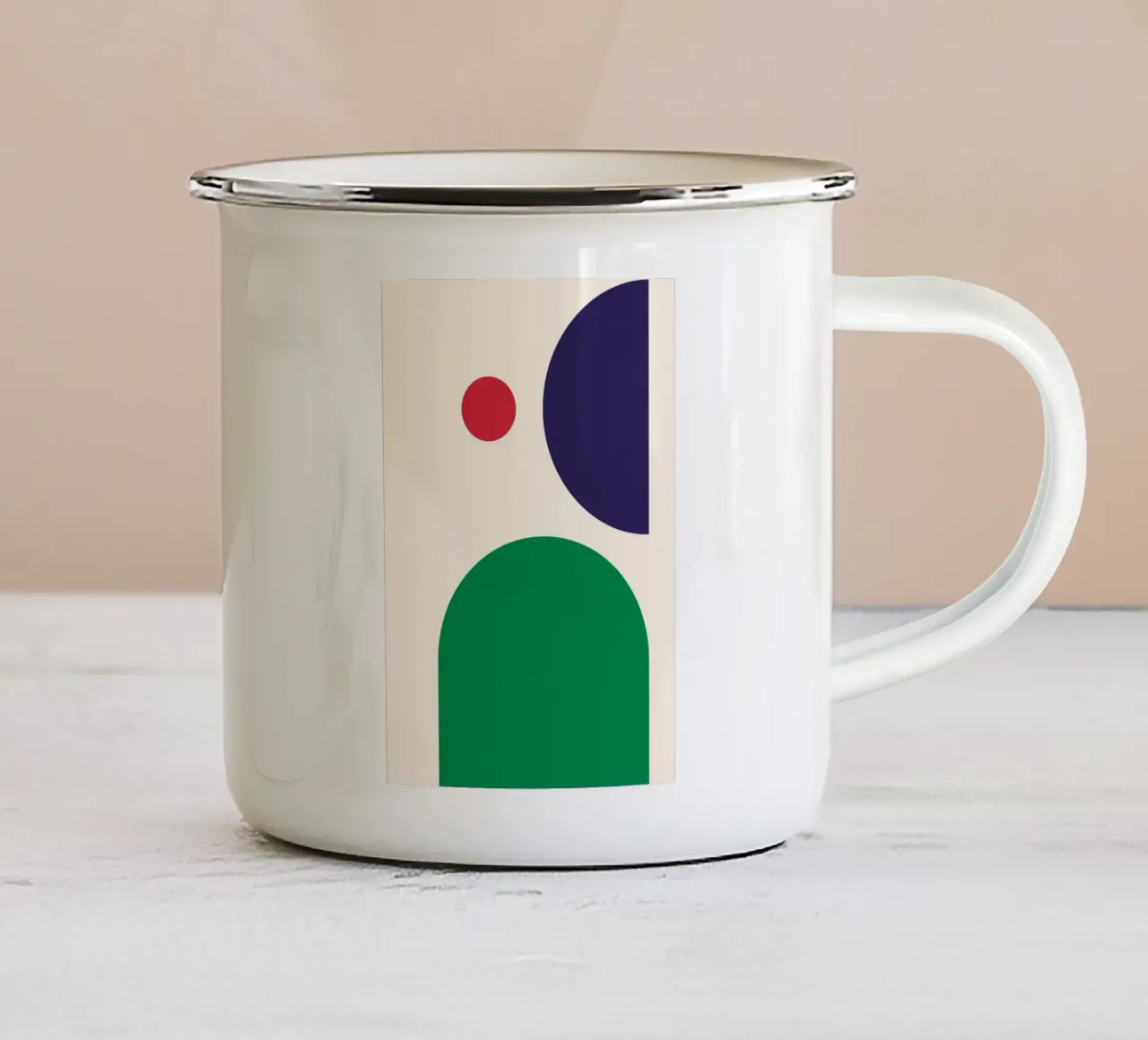 Dynamic Bauhaus Geometric Art Print – Bold Blue, Red & Green tazza in smalto da PrintCessStudio