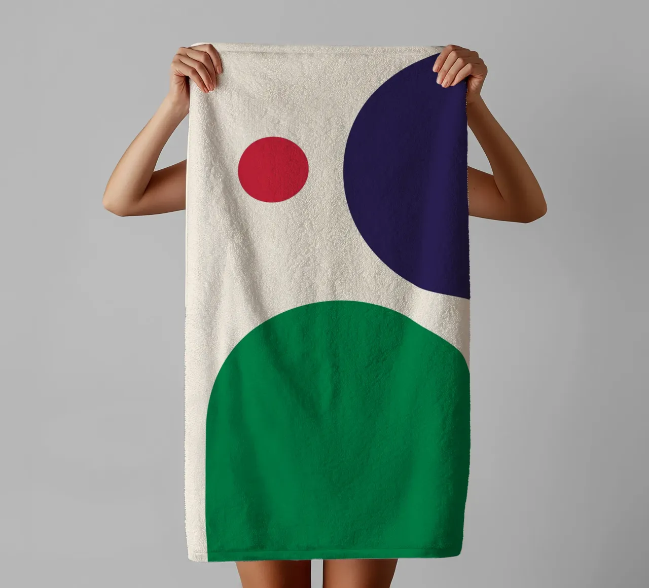 Dynamic Bauhaus Geometric Art Print – Bold Blue, Red & Green asciugamano da bagno da PrintCessStudio