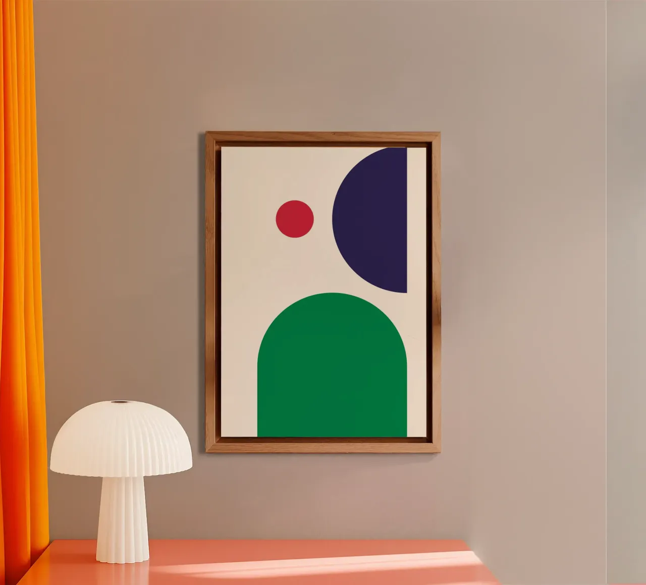 Dynamic Bauhaus Geometric Art Print – Bold Blue, Red & Green alluminio dibond da PrintCessStudio
