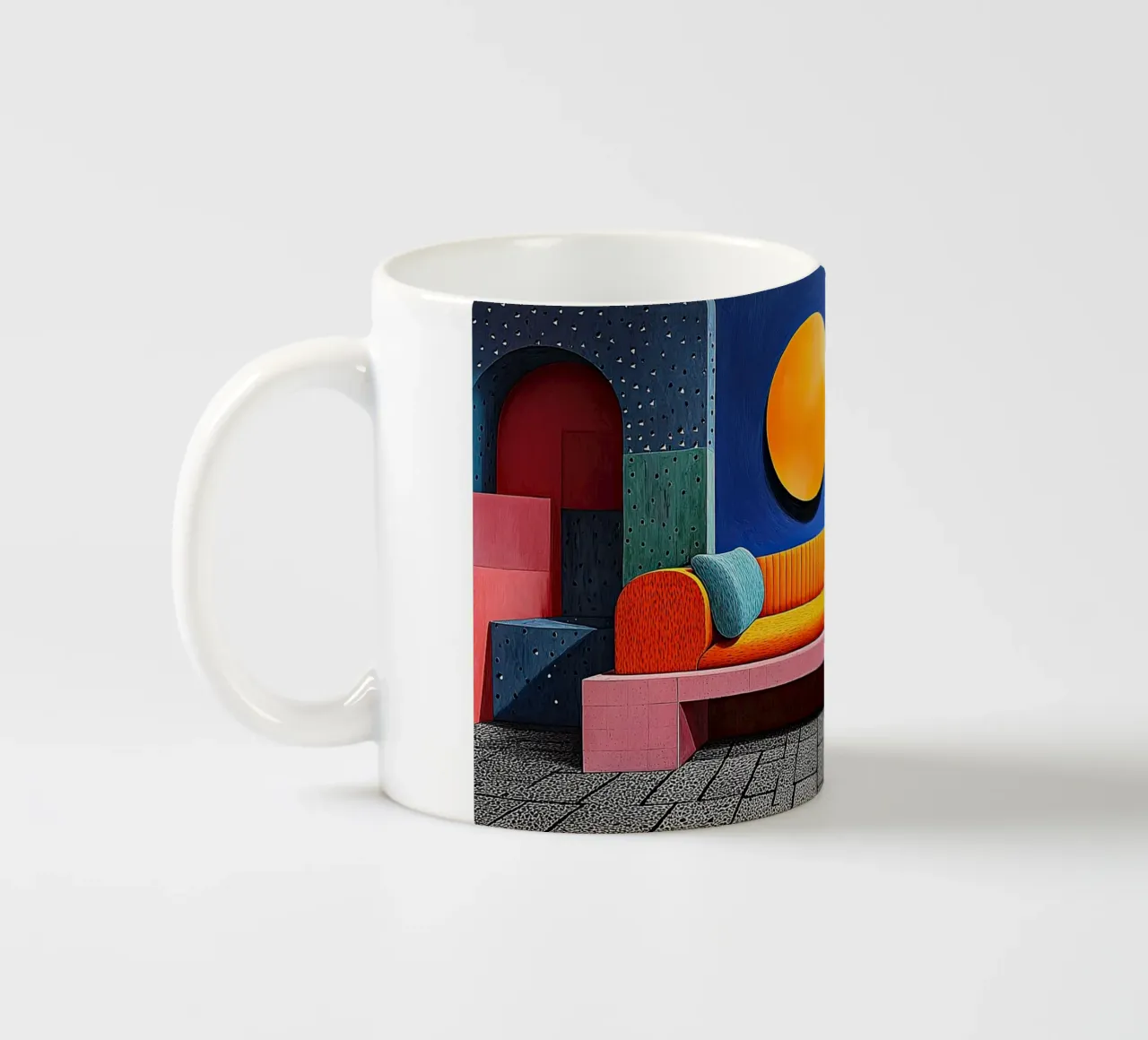 Surrealisme Architectuur Ontwerp Meetkunde keramische mok van Nikis Art Studio