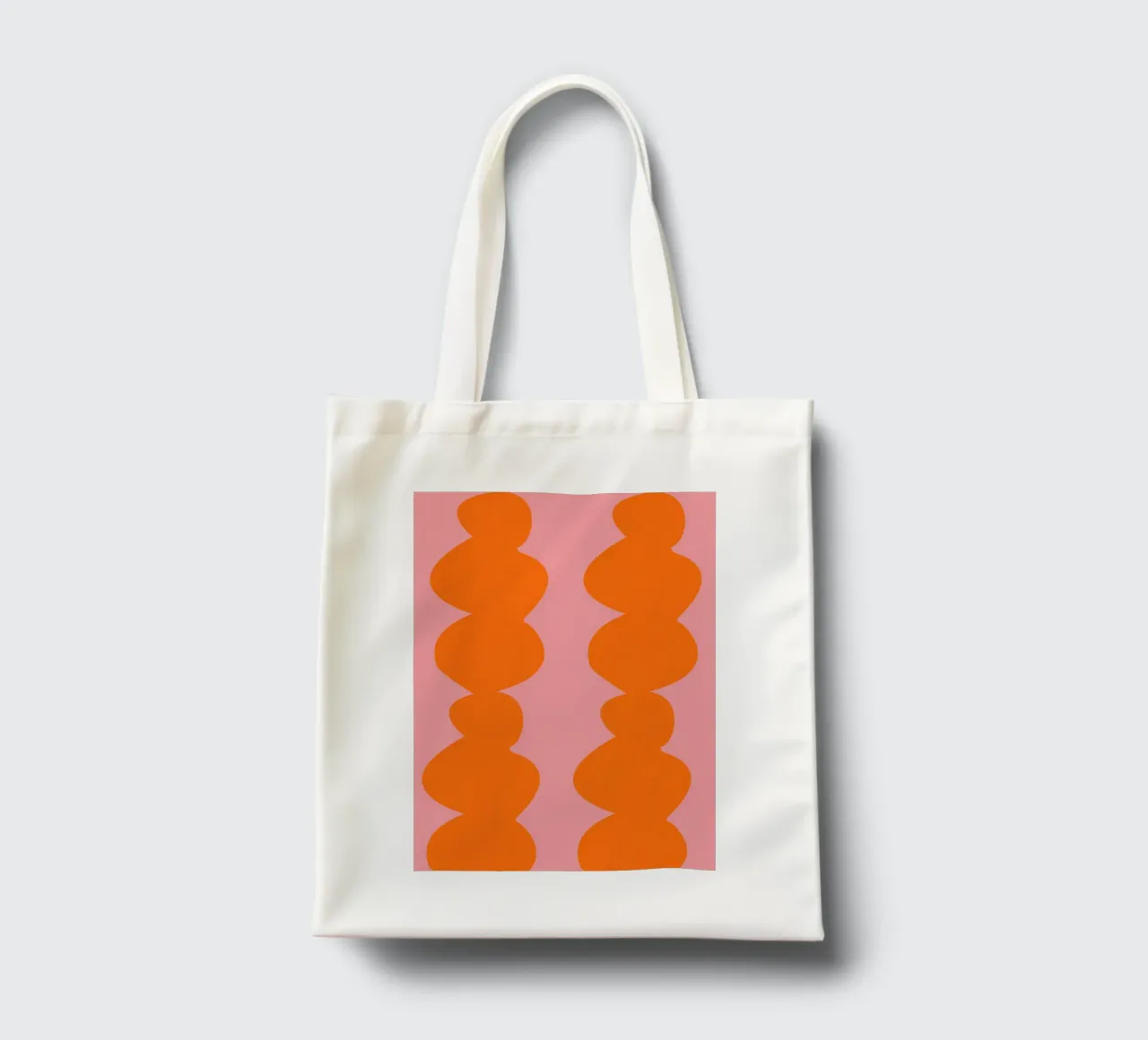 Flowing Orange Organic Shapes on Pink – Abstract Art Print borsa in juta da PrintCessStudio