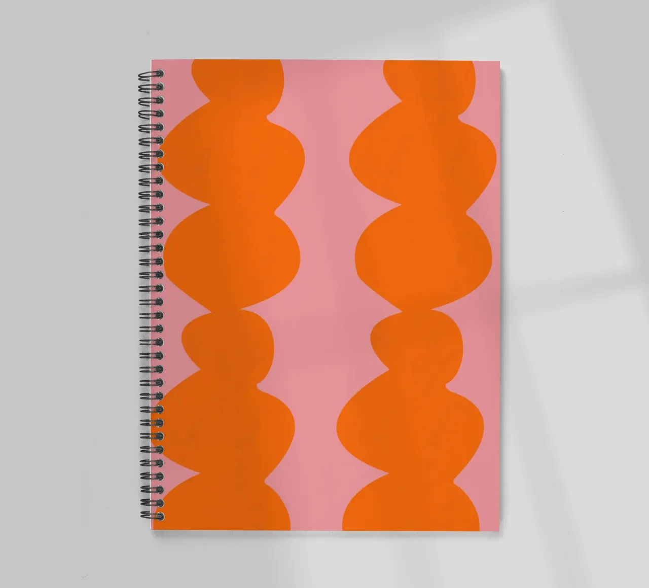 Flowing Orange Organic Shapes on Pink – Abstract Art Print spiral notebook by PrintCessStudio