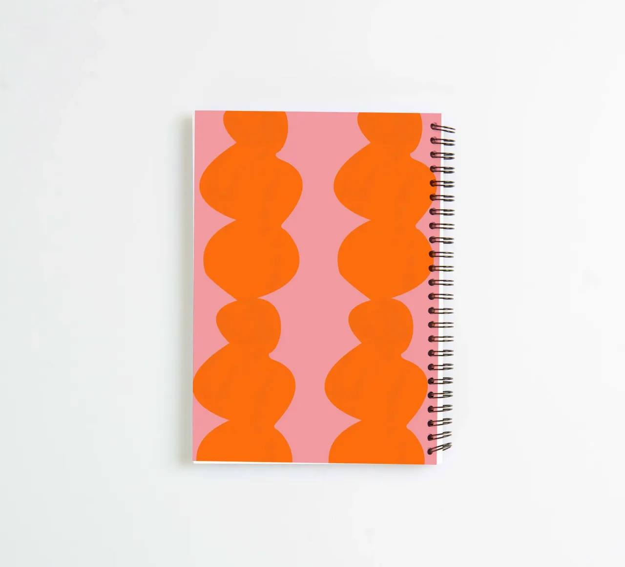 Flowing Orange Organic Shapes on Pink – Abstract Art Print spiral notebook by PrintCessStudio