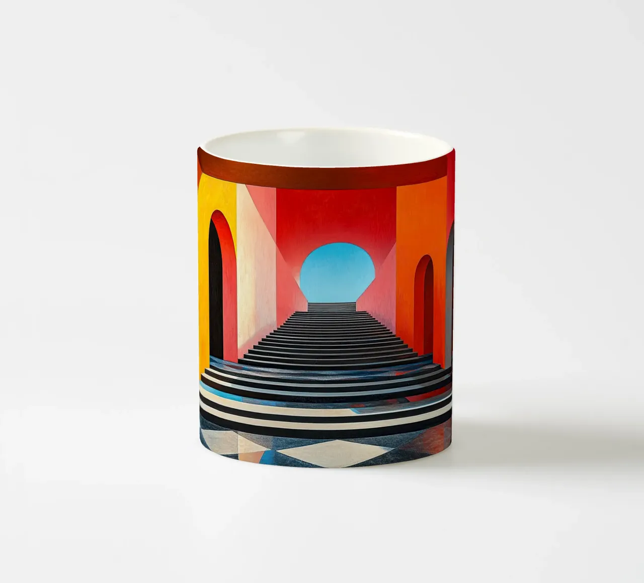 Surrealisme Architectuur Ontwerp Meetkunde keramische mok van Nikis Art Studio