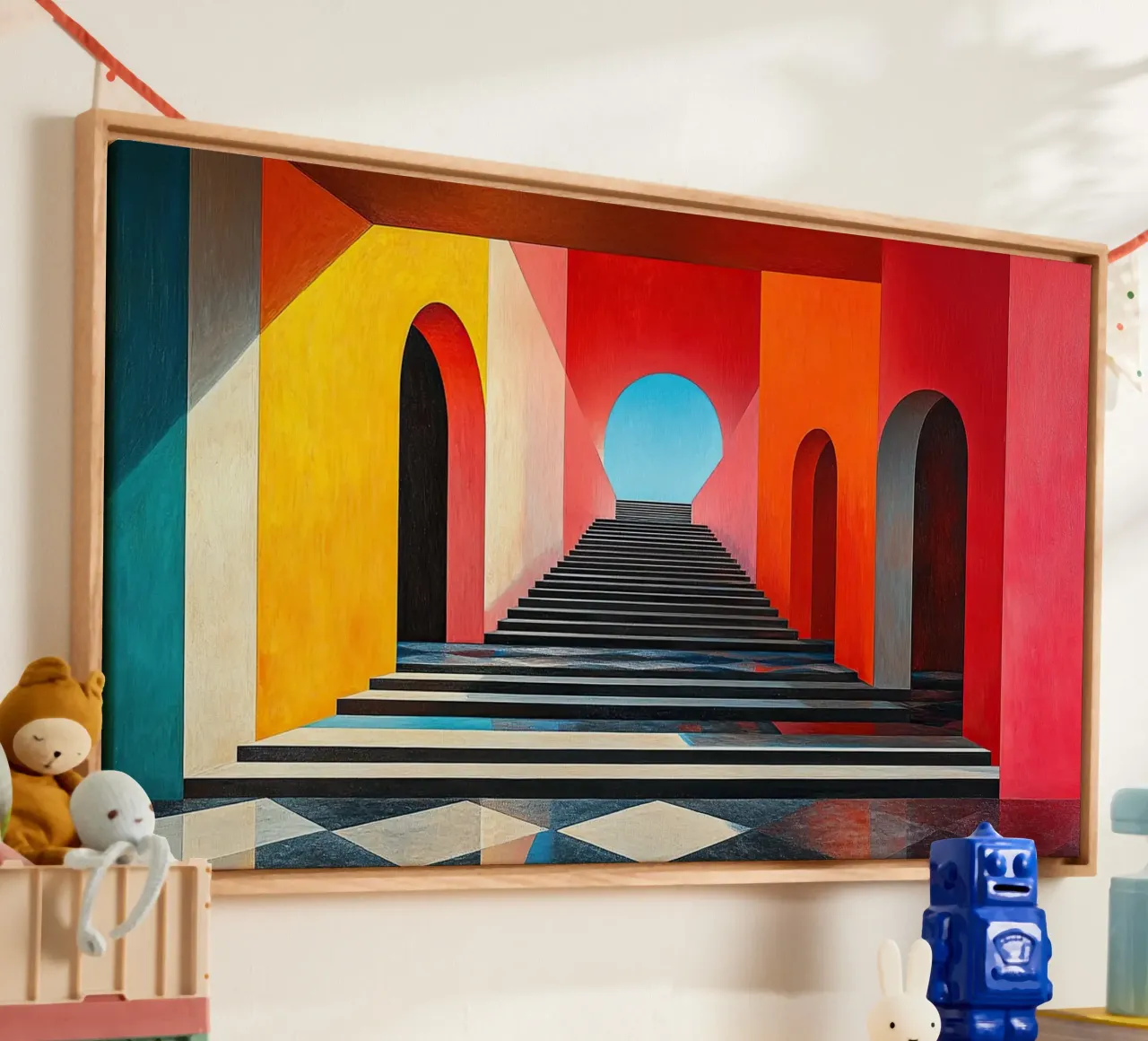 Surrealismus Architektur Design Geometrie Leinwand von Nikis Art Studio