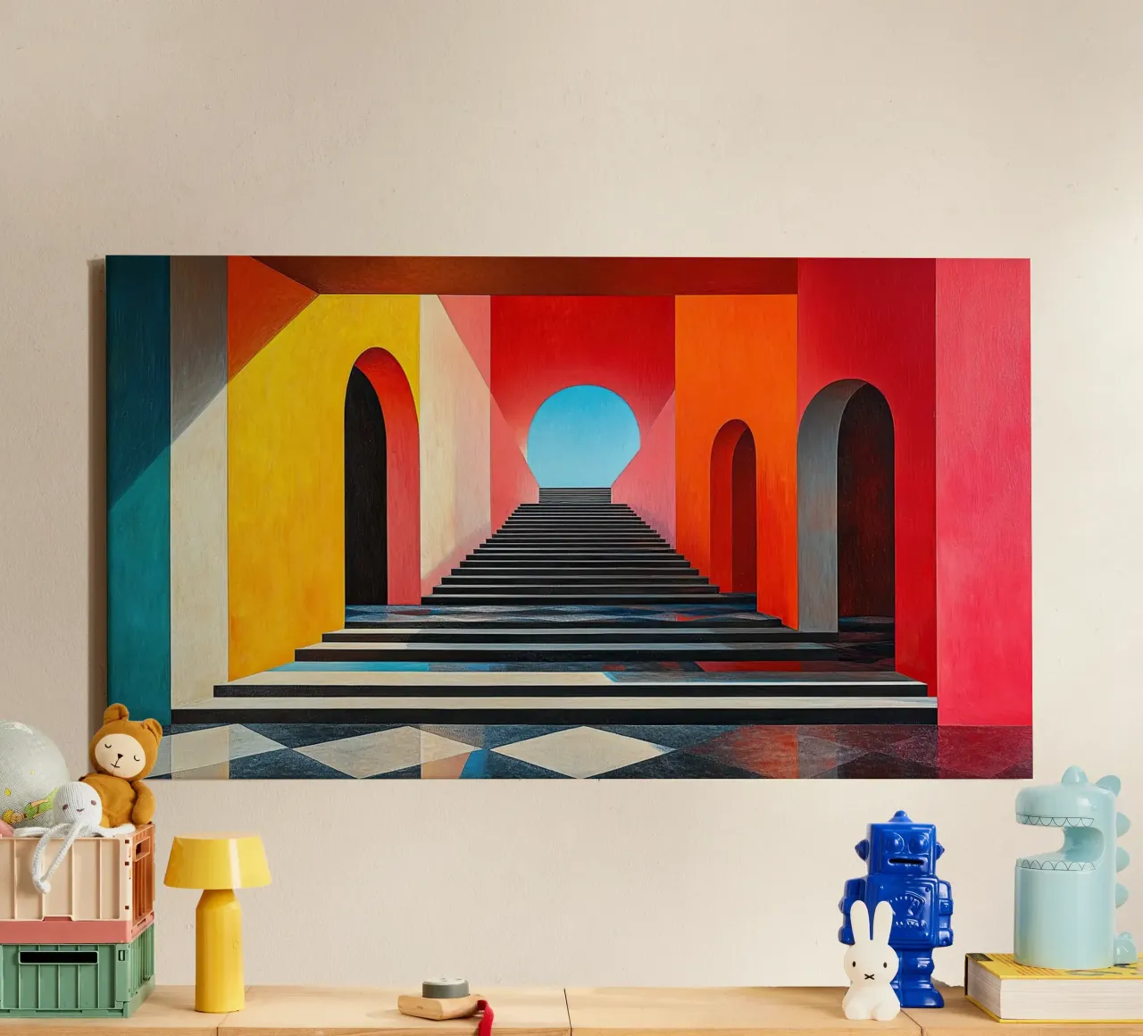 Surrealismus Architektur Design Geometrie Leinwand von Nikis Art Studio