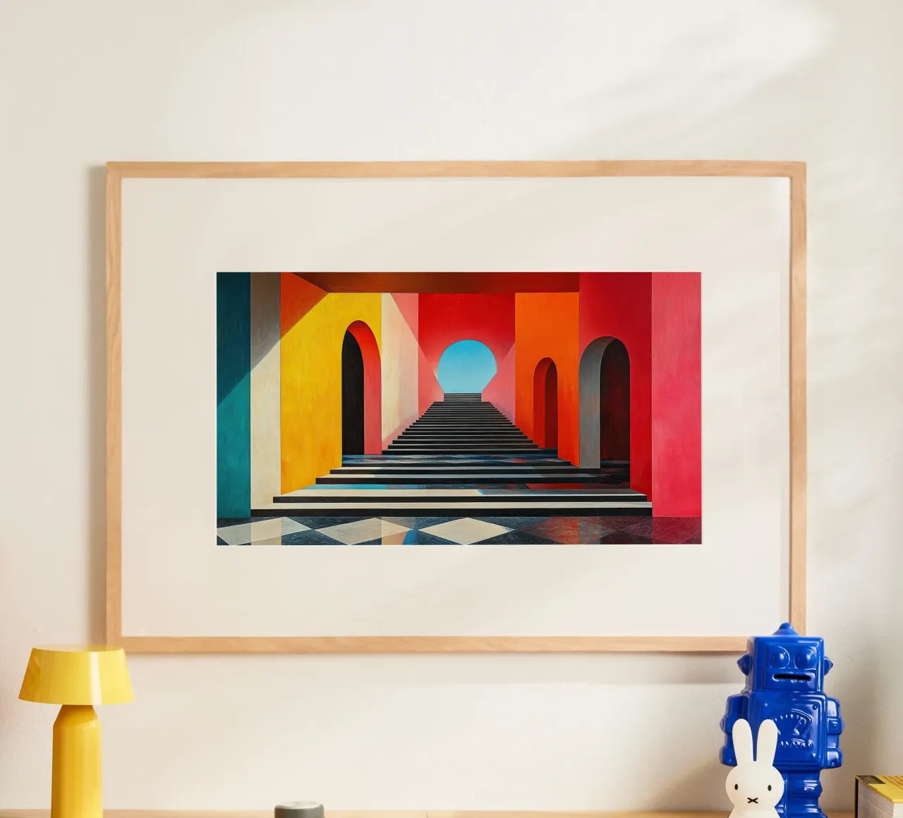 Surrealismo Architettura Design Geometria poster con telaio in alluminio da Nikis Art Studio