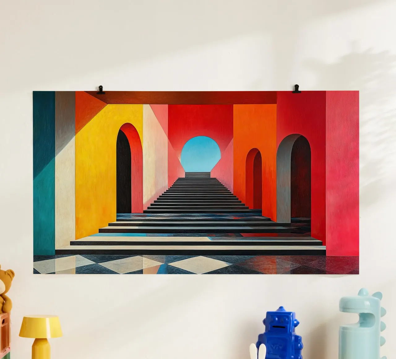 Surrealismo Architettura Design Geometria poster con telaio in alluminio da Nikis Art Studio