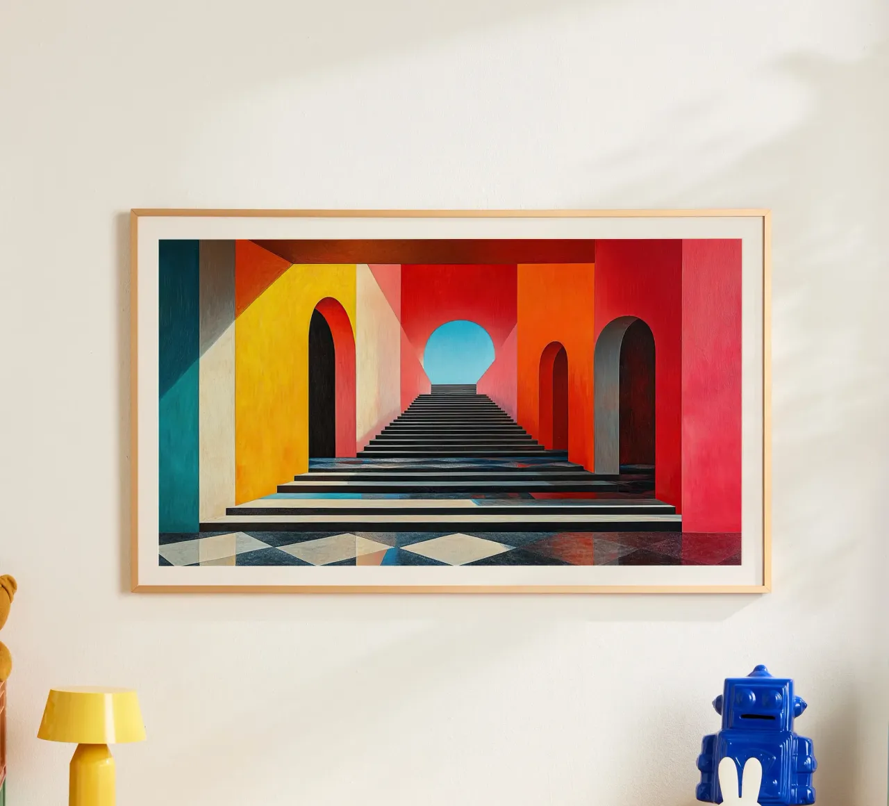 Surrealismo Architettura Design Geometria poster con telaio in alluminio da Nikis Art Studio