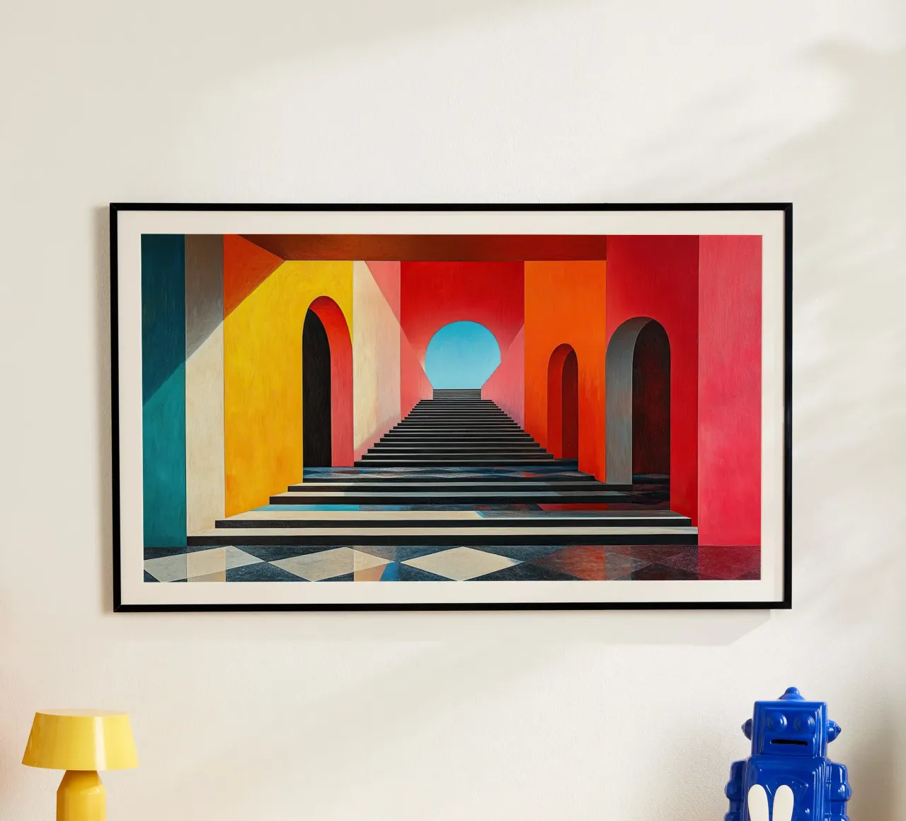 Surrealismo Architettura Design Geometria poster con telaio in alluminio da Nikis Art Studio