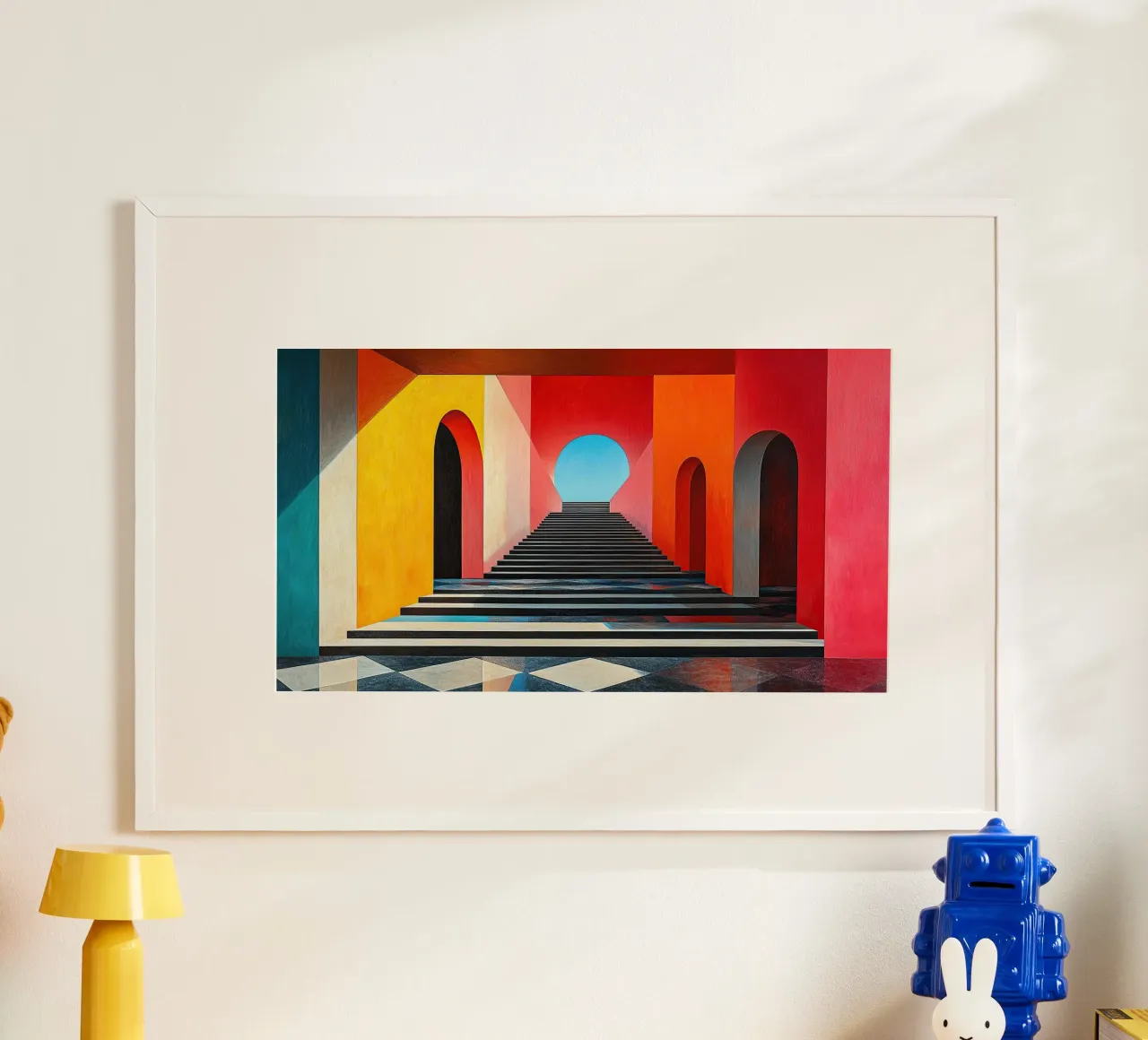 Surrealismo Architettura Design Geometria poster con telaio in alluminio da Nikis Art Studio