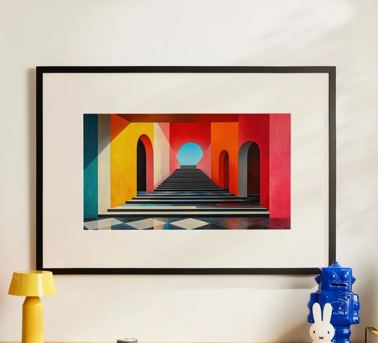 Surrealismo Architettura Design Geometria poster con telaio in alluminio da Nikis Art Studio