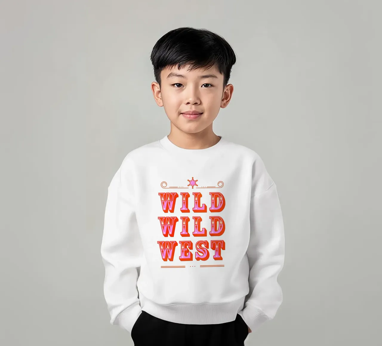 Retro Wild West Typography Art in Pink felpa bambino da showmemars