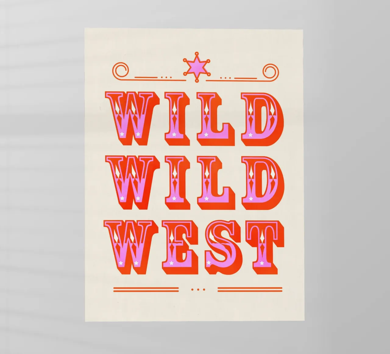 Retro Wild West Typography Art in Pink pellicola backlit da showmemars