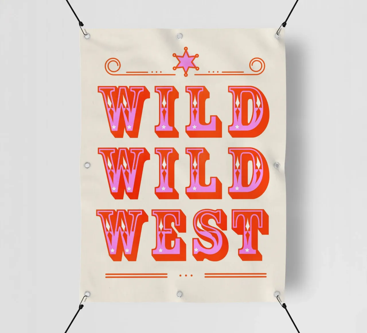 Retro Wild West Typography Art in Pink telo in pvc da showmemars