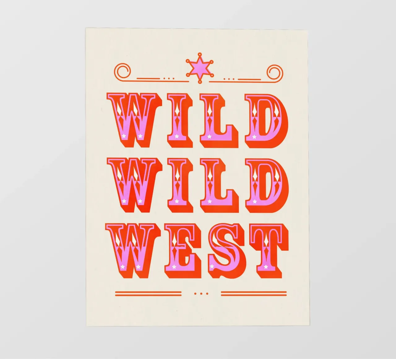 Retro Wild West Typography Art in Pink telo in pvc da showmemars