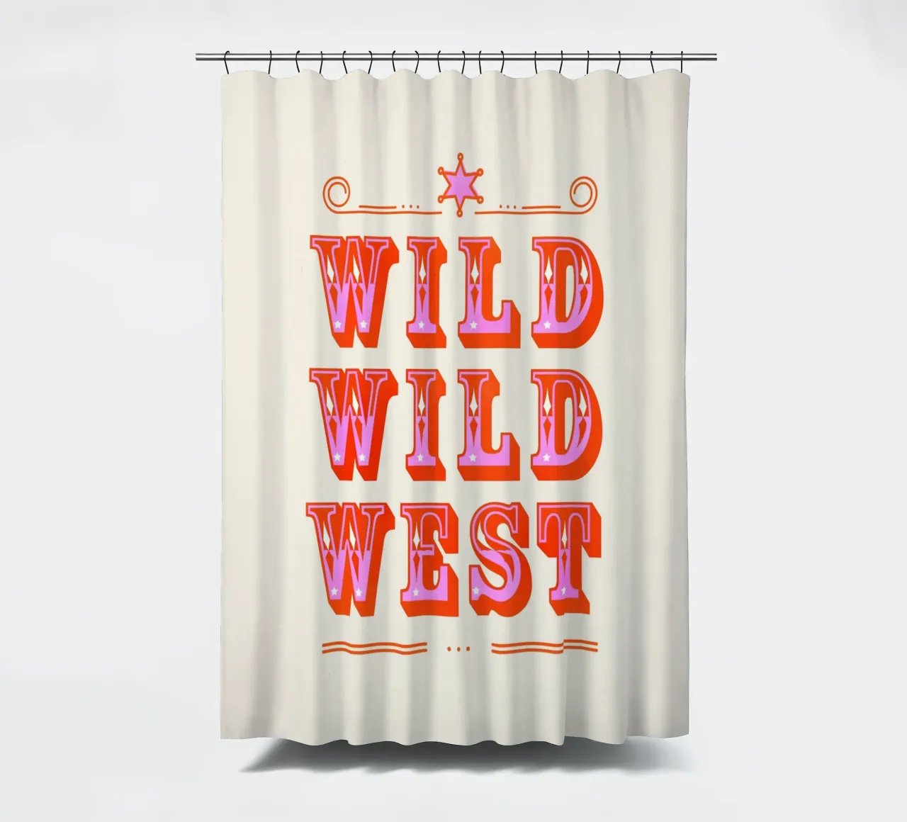 Retro Wild West Typography Art in Pink tenda da doccia da showmemars
