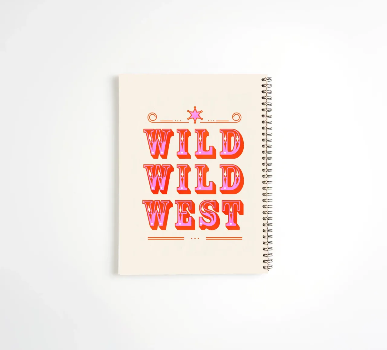 Retro Wild West Typography Art in Pink diario ad anelli da showmemars