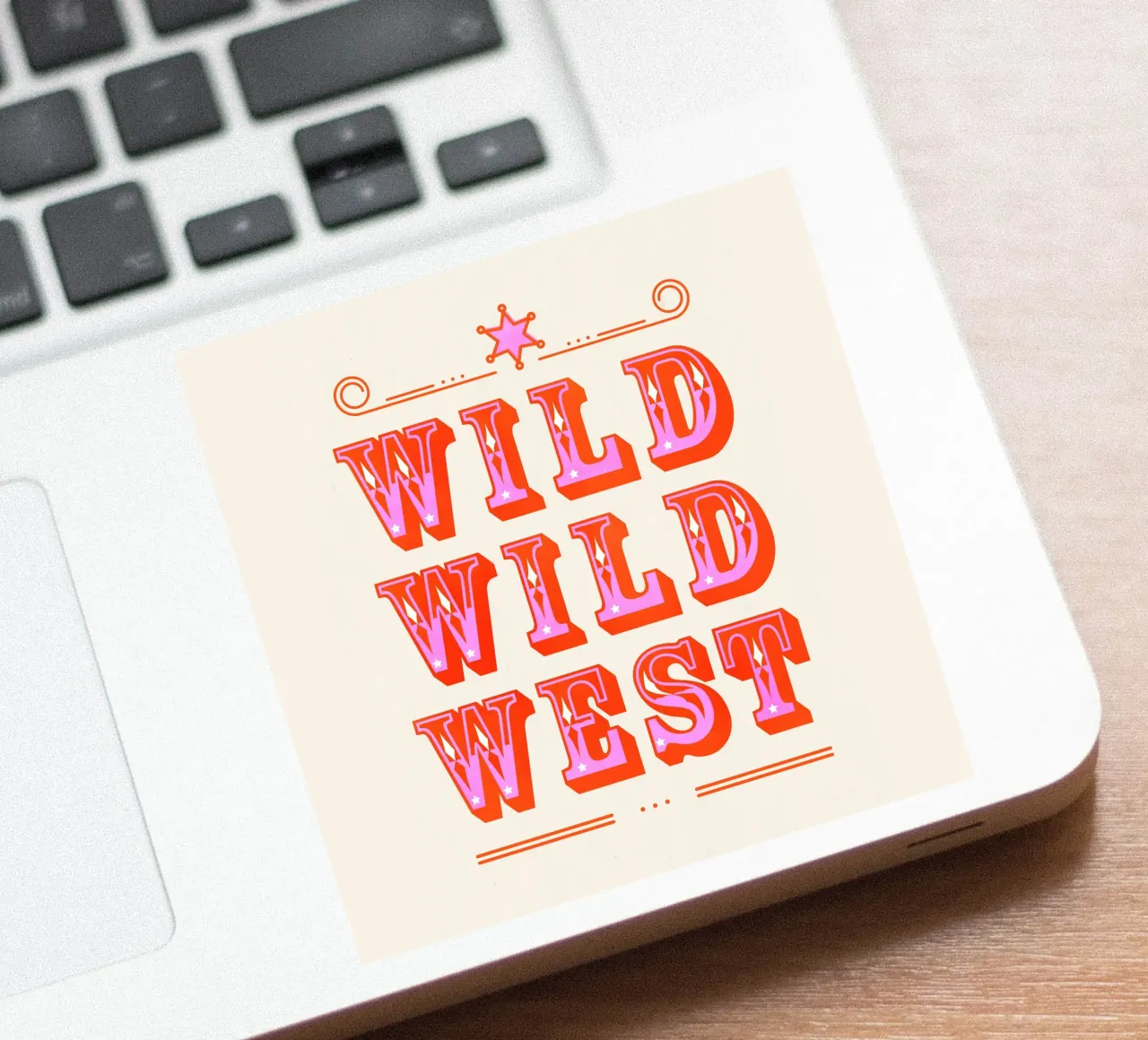 Retro Wild West Typography Art in Pink pegatina de showmemars